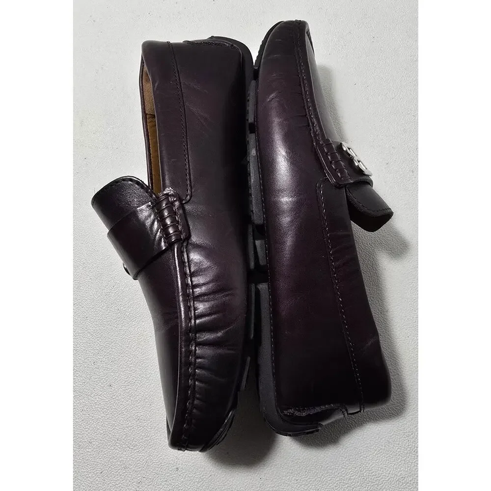 Bally PIEVO Mens Burgundy Slip On Loafer Leather Driving Moc B Logo US7.5/40.5EU